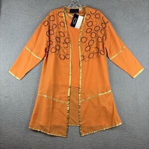 Ashro 2 Piece Blouse With Wrap Women’s Size Medium Orange Decorative